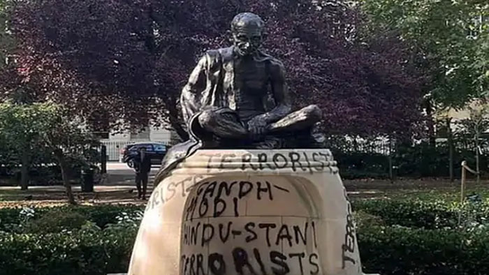Indian High Commission, vandalism, Gandhi statue in London