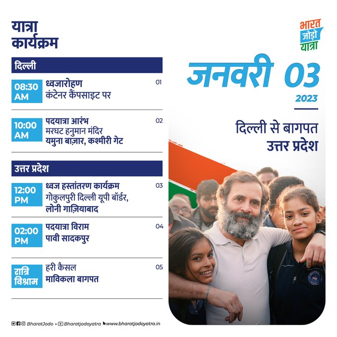 भारत जोडो यात्रा रूट मैप